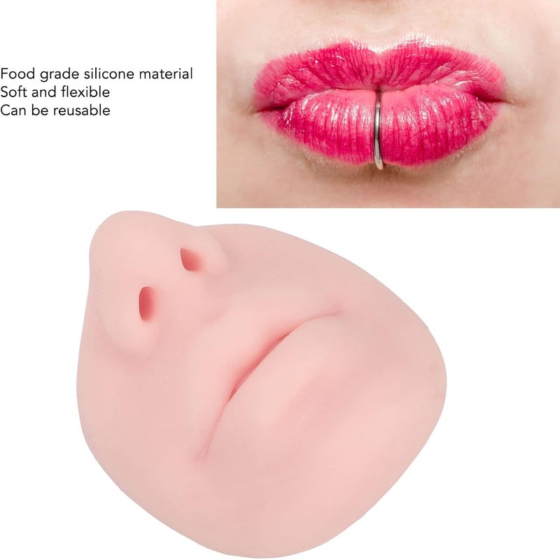 woobles Silicone Piercing Model with Mouth, Flexible Soft Imitation Nose Model, Reusable Nose Displays for Teaching, Approx. 7 X 7.5 X 4.2cm (Light Skin Color) - Image 3